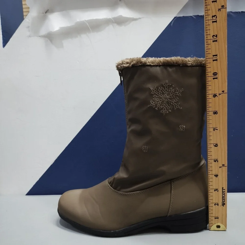 Judith Sport Snowflake 2 Winter Boots Womens US 10M Brown Faux Fur Lined Zip Up